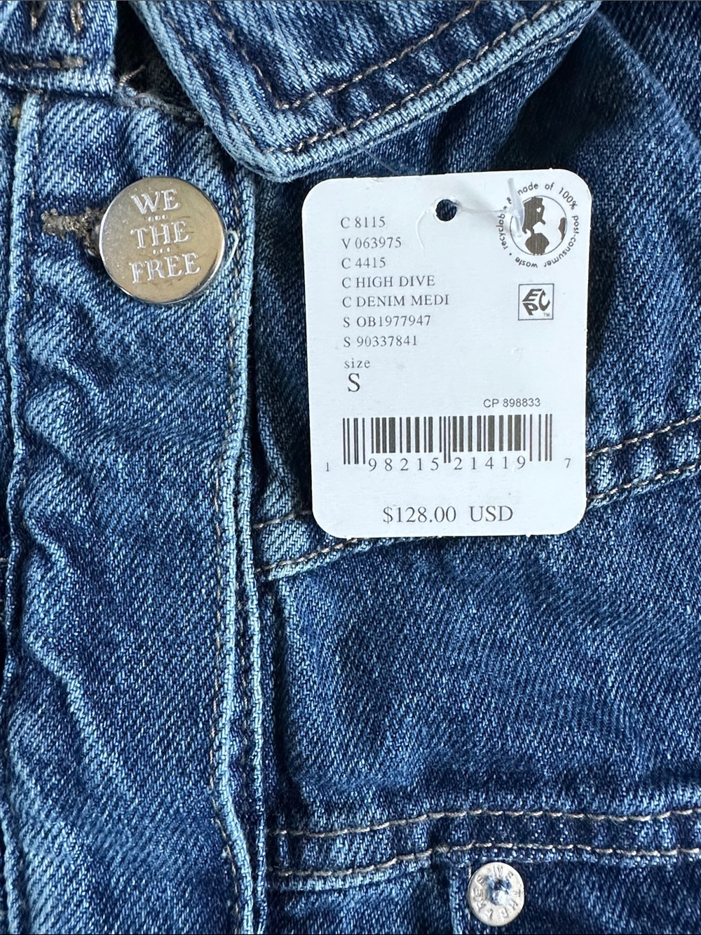 NWT Free People We The Free Jade Denim Jacket High low High Dove Medium wash S - Picture 5 of 16